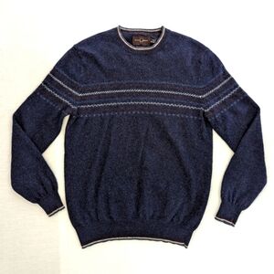Black Brown 1826 blue cashmere crew neck sweater men's Small